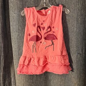 Koala Baby Pink Flamingo Hearts Tulle Ruffle‎ Tiered Dress (Girls 24 Months)
